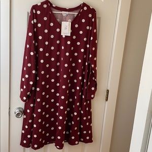 NWT Large Lularoe Emily with Polka Dots
